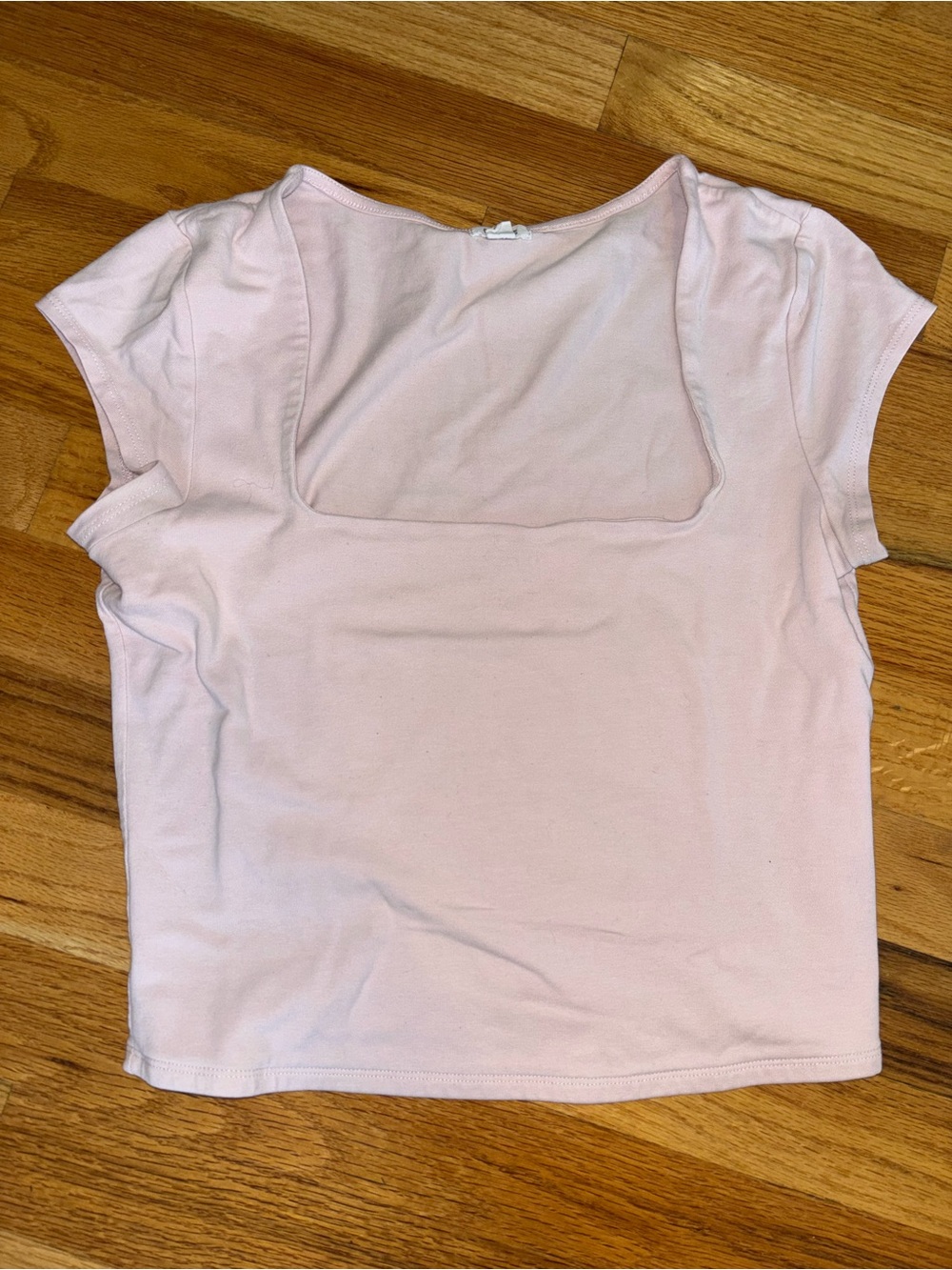 Garage Light Pink Square Neck Short Sleeve Tee
